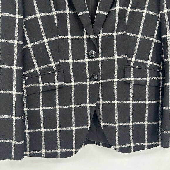 Hugo Boss Black Windowpane Virgin Wool Blazer Jacket Size 8 - Picture 2 of 6